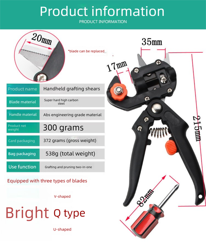 Black Handheld Grafting Shear with Replaceable Blades and Pruning Function for Tree Grafting and Branch Trimming Professional Garden Tool Local Standard Fit - Image 4