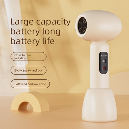 White Wireless Baby Hair Dryer with Constant Temperature and Negative Ion Technology for Gentle Hair and Skin Care, Ideal for Infants and Toddlers - Image 2