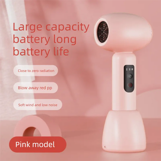 Pink Wireless Baby Hair Dryer with Constant Temperature and Negative Ion Technology for Gentle Hair and Skin Care, Ideal for Infants and Toddlers