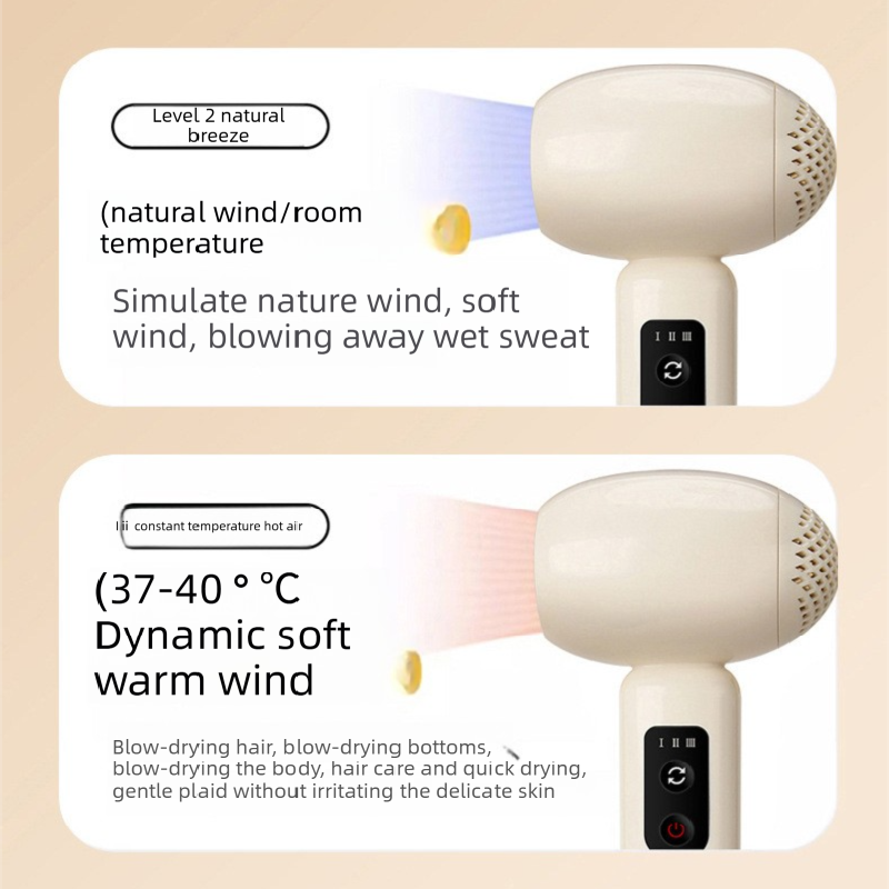 Pink Wireless Baby Hair Dryer with Constant Temperature and Negative Ion Technology for Gentle Hair and Skin Care, Ideal for Infants and Toddlers - Image 3