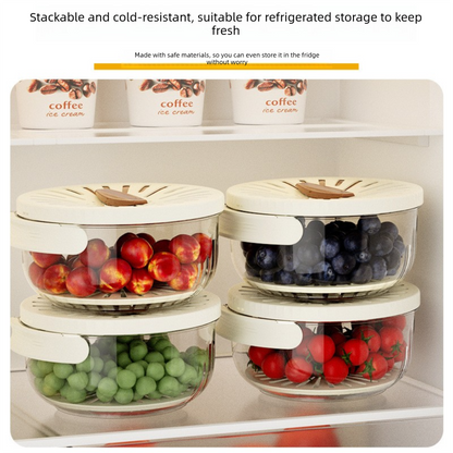 Brown Small Multi-functional Fruit and Vegetable Washing Bowl with Lid and Hidden Handle Double-Layer Drainage Container for Refrigerator Storage and Outdoor Picnic Efficient Food Preservation for Local Standard Kitchens - Image 3