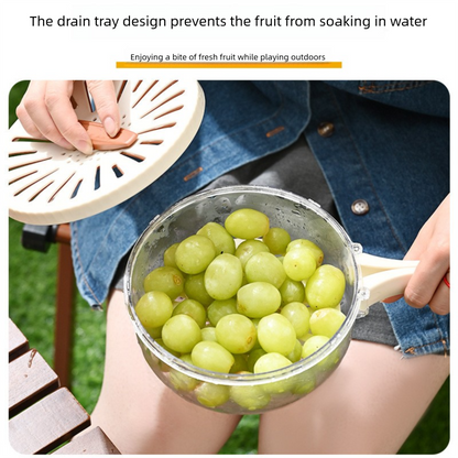 White large Multi-functional Fruit and Vegetable Washing Bowl with Lid and Hidden Handle Double-Layer Drainage Container for Refrigerator Storage and Outdoor Picnic Efficient Food Preservation for Local Standard Kitchens - Image 4