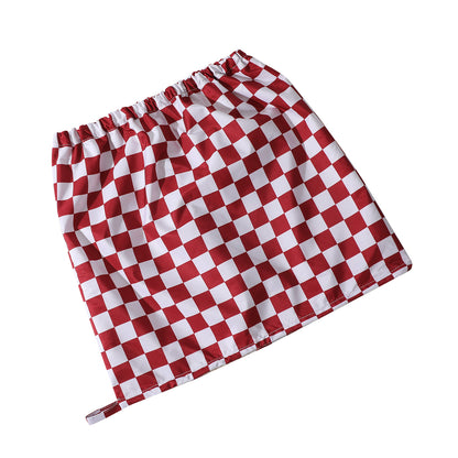 Burgundy tartan Premium Double-Layer Waterproof Shower Cap for Women Long Hair Protection Stylish Reusable Bath Hat for Professional Hair Care at Local Spas and Homes - Image 3