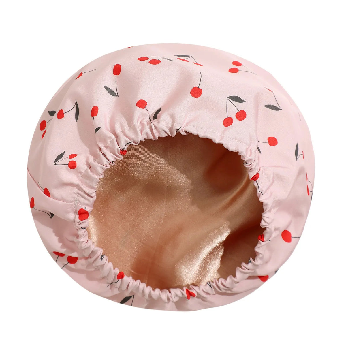 Pink cherries Premium Double-Layer Waterproof Shower Cap for Women Long Hair Protection Stylish Reusable Bath Hat for Professional Hair Care at Local Spas and Homes