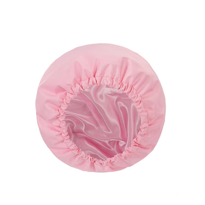 Pink Premium Double-Layer Waterproof Shower Cap for Women Long Hair Protection Stylish Reusable Bath Hat for Professional Hair Care at Local Spas and Homes