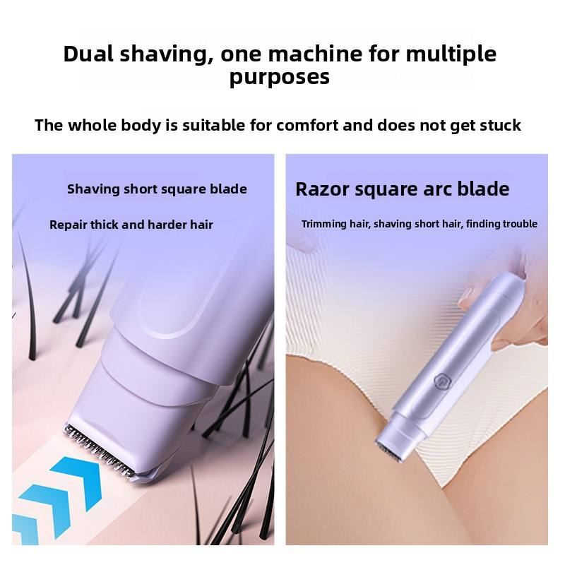Purple Electric Hair Remover for Women Dual-Head Design Wireless Rechargeable Trimmer for Bikini and Full Body Painless Grooming for Local Professionals - Image 2