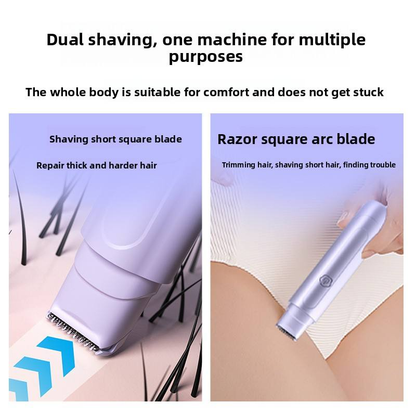 Purple Electric Hair Remover for Women Dual-Head Design Wireless Rechargeable Trimmer for Bikini and Full Body Painless Grooming for Local Professionals - Image 2