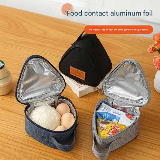 3-PCS Grey Triangular Insulated Lunch Bag with Food-Grade Aluminum Lining for Heat Preservation and Freshness, Ideal for Meals, Snacks, Eggs, and Milk on the Go - Image 2