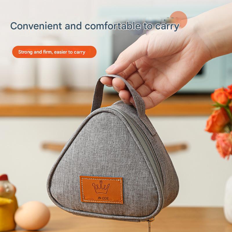 3-PCS Grey Triangular Insulated Lunch Bag with Food-Grade Aluminum Lining for Heat Preservation and Freshness, Ideal for Meals, Snacks, Eggs, and Milk on the Go - Image 3