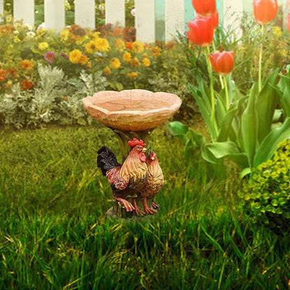 Rooster Resin Bird Feeder with Natural Stump Design for Garden and Outdoor Decor, Ideal for Attracting Birds and Enhancing Yard Aesthetics - Image 2