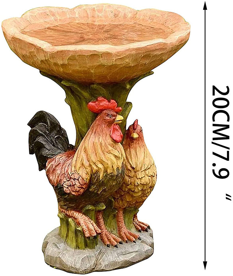 Rooster Resin Bird Feeder with Natural Stump Design for Garden and Outdoor Decor, Ideal for Attracting Birds and Enhancing Yard Aesthetics - Image 3