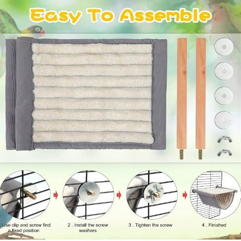 2-Pack Grey Bird Hammock Bed for Parrots, Budgies, and Small Pets – Warm, Soft, Washable Hanging Nest with Easy Installation for Cage or Window Use(Size: S) - Image 2