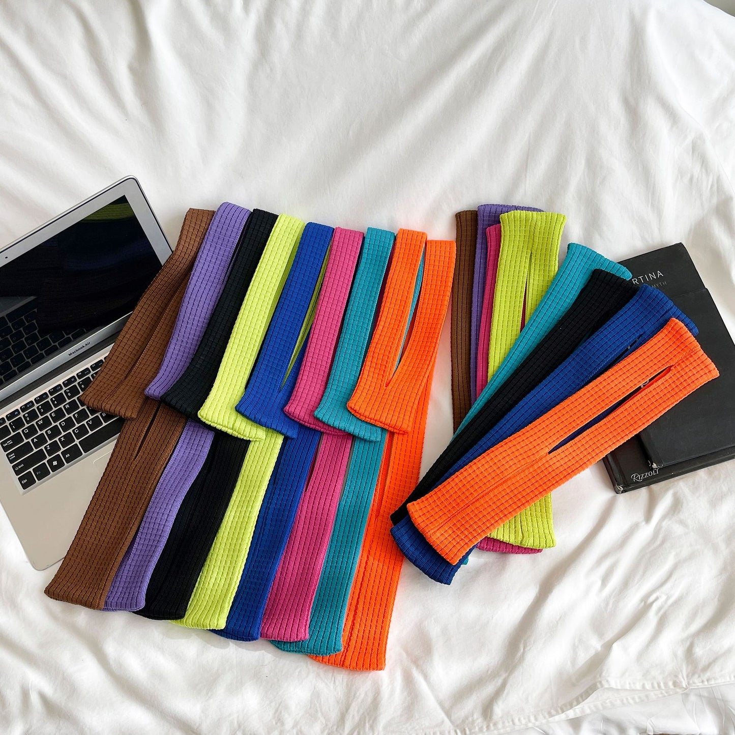 Purple High-Elastic Knit Long Phone Sling Bag – Adjustable Crossbody Streetwear Accessory for iPhone with Stretchy Ribbed Design - Image 4