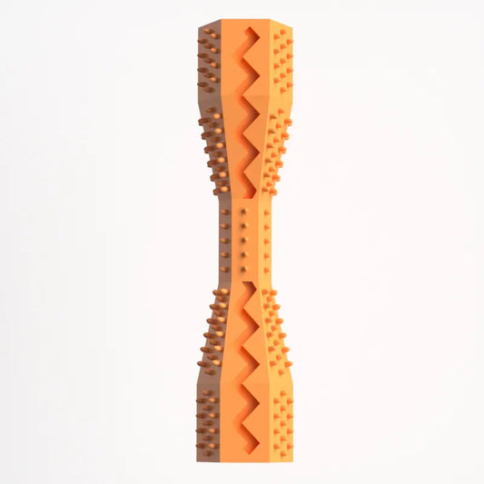 2-Pack Orange Hexagonal Pet Chew Toy – Durable Rubber Dog & Cat Teething Stick for Dental Care, Biting Relief and Mental Stimulation