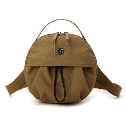 Brown Fashionable Round Crossbody Bag with Water-Resistant Nylon and Multi-Pocket Design for Daily Travel Lightweight Hands-Free Storage Solution for Local Professionals