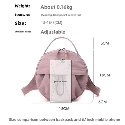 Brown Fashionable Round Crossbody Bag with Water-Resistant Nylon and Multi-Pocket Design for Daily Travel Lightweight Hands-Free Storage Solution for Local Professionals - Image 5