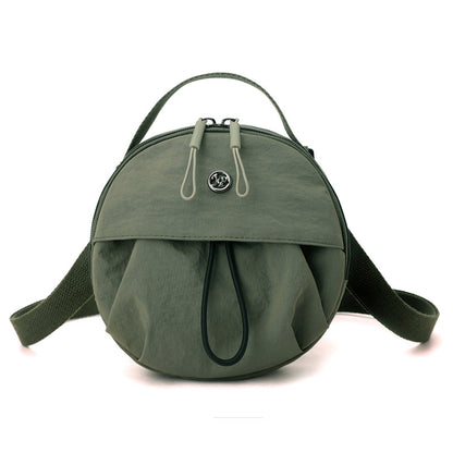 Dark green Fashionable Round Crossbody Bag with Water-Resistant Nylon and Multi-Pocket Design for Daily Travel Lightweight Hands-Free Storage Solution for Local Professionals