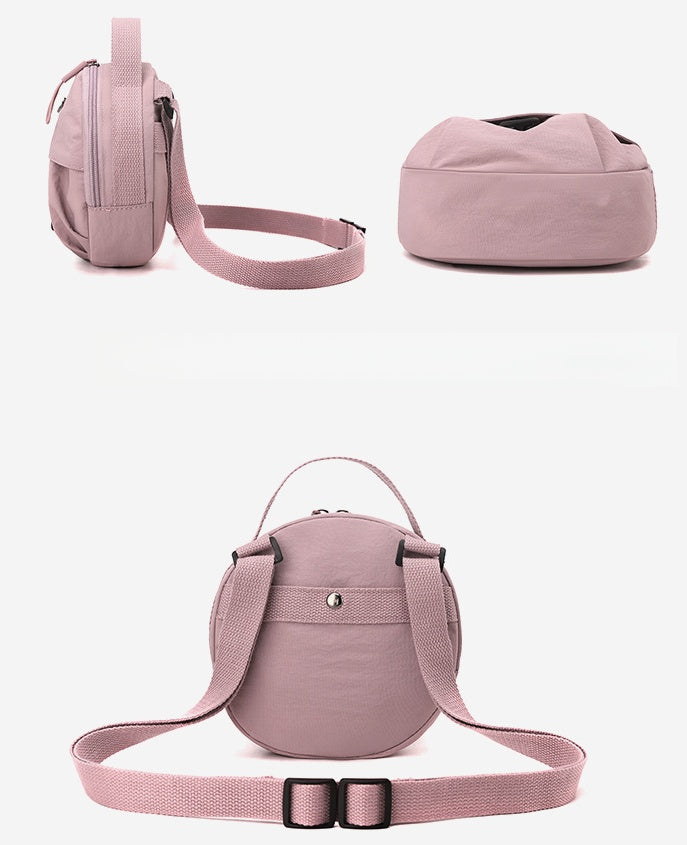 Dark green Fashionable Round Crossbody Bag with Water-Resistant Nylon and Multi-Pocket Design for Daily Travel Lightweight Hands-Free Storage Solution for Local Professionals - Image 4