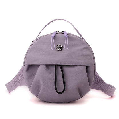 Purple Fashionable Round Crossbody Bag with Water-Resistant Nylon and Multi-Pocket Design for Daily Travel Lightweight Hands-Free Storage Solution for Local Professionals