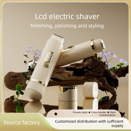 Beige Dual-Head Electric Hair Remover for Women – Portable, Quiet & Waterproof Body Grooming Trimmer with Smooth Skin Care Design - Image 4
