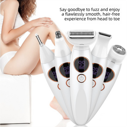 Pink 5-in-1 Women's Hair Removal Epilator – Multi-Function Body Grooming Kit with Waterproof Design, LED Display & USB Charging - Image 3