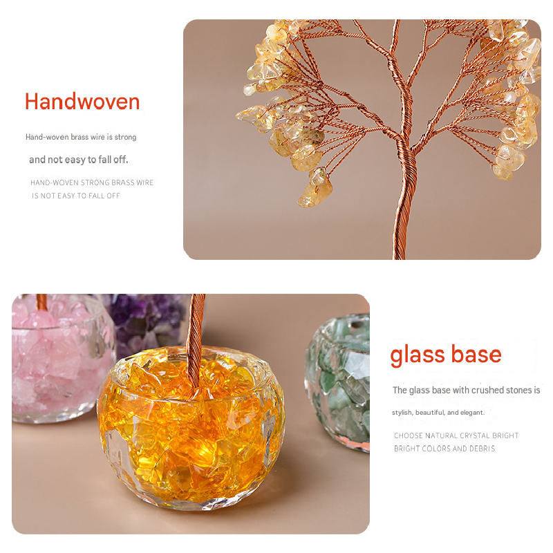Purple Natural Crystal Tree Ornament – Handmade Miniature Decorative Tree with Glass Base for Home, Office & Gift - Image 7
