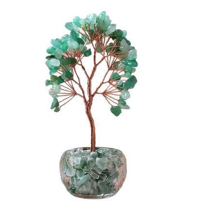 Green Natural Crystal Tree Ornament – Handmade Miniature Decorative Tree with Glass Base for Home, Office & Gift - Image 5