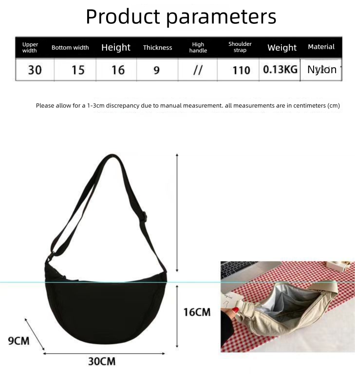 Grey Lightweight Nylon Crossbody Bag – Compact Saddle Style with Adjustable Strap for Everyday Use - Image 4