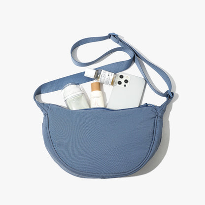 Sea blue Lightweight Nylon Crossbody Bag – Compact Saddle Style with Adjustable Strap for Everyday Use