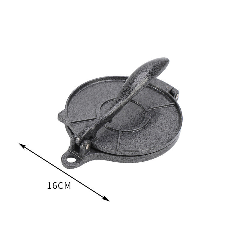 Black Manual Dough Press – Aluminum Alloy Cake & Tortilla Press for Homemade Baking and Cooking(16cm)
