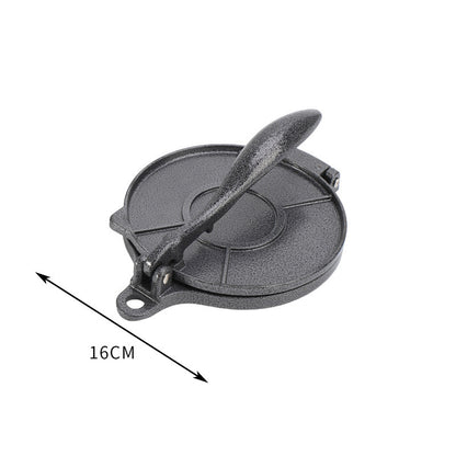 Black Manual Dough Press – Aluminum Alloy Cake & Tortilla Press for Homemade Baking and Cooking(16cm)