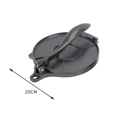 Black Manual Dough Press – Aluminum Alloy Cake & Tortilla Press for Homemade Baking and Cooking(20cm)