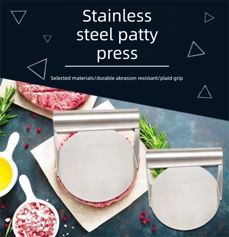 2-PCS Stainless Steel Meat Press Mold 11.2cm Diameter for Burger Patties, Steak, Dough & Rice Rolls – Heavy-Duty Kitchen Tool - Image 3