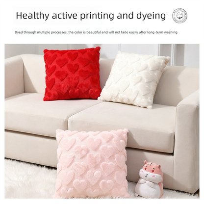 2-PCS Pink Romantic Heart-Shaped Tufted Pillow Covers Soft Plush 45x45cm Decorative Cushion Cases for Valentine's Day Living Room Sofa Local Standard Fit - Image 4