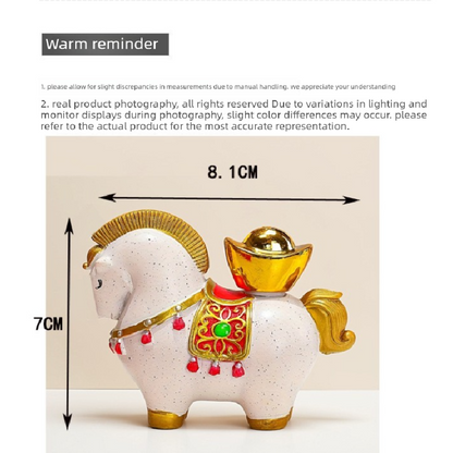 White Red New Chinese Style Resin Horse Figurine with Rotating Lucky Bag – Elegant Home or Office Decor for Modern Living Spaces(Blessed immediately) - Image 4