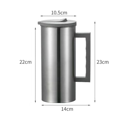 Grey 1.8L Stainless Steel Cold Water Pitcher – Large Capacity Jug for Coffee, Juice, and Beverages in Modern Kitchens