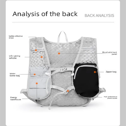Grey and black Lightweight Hydration Backpack with 2L Water Bladder Compartment – Ideal for Running, Cycling, Hiking, and Outdoor Activities - Image 3