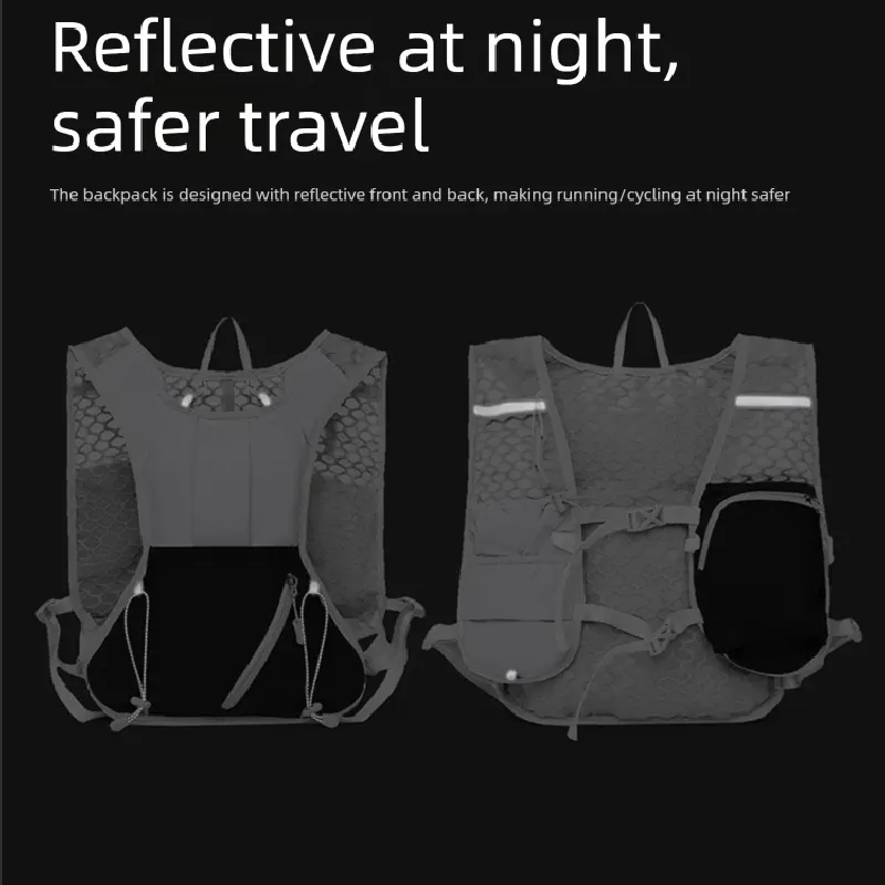 Grey and black Lightweight Hydration Backpack with 2L Water Bladder Compartment – Ideal for Running, Cycling, Hiking, and Outdoor Activities - Image 6