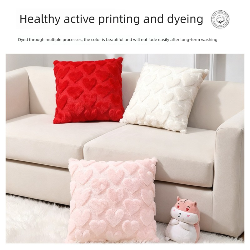 2-PCS Red arrow 45x45cm Heart Pattern Plush Pillow Cover with Insert – Soft Textured Decorative Cushion for Living Room or Bedroom - Image 4