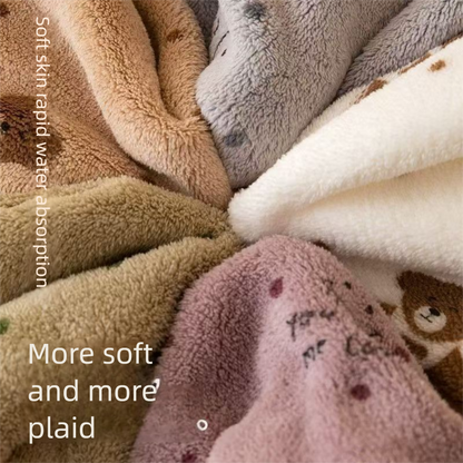 5-Pack Coffee color Soft Absorbent Face Towels with Bear Pattern Design – Quick-Drying Plush Towel Set for Bath and Daily Use - Image 2