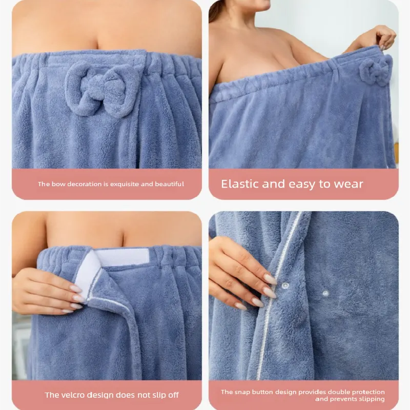 White Plus Size Bath Wrap Dress with Adjustable Elastic Waist and Bow Detail – Soft Absorbent Towel Robe for Post-Shower Comfort - Image 5
