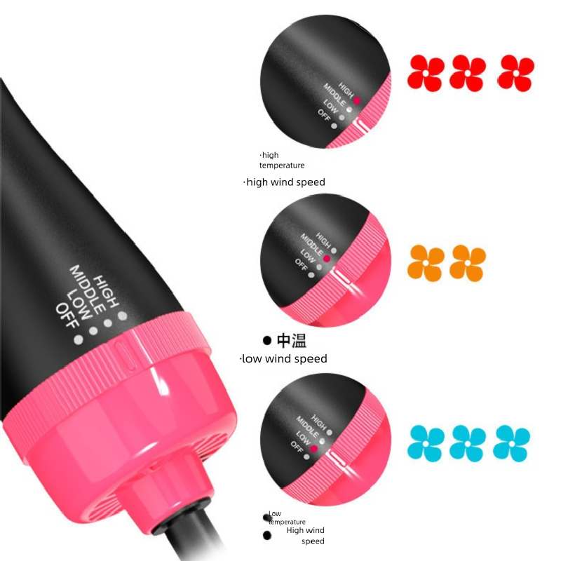 Black 1000W Professional Hot Air Brush with 3-Temperature & 2-Speed Control – Dual Voltage Hair Styler for Smooth, Voluminous Blowouts - Image 5