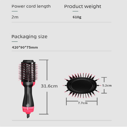 Black 1000W Professional Hot Air Brush with 3-Temperature & 2-Speed Control – Dual Voltage Hair Styler for Smooth, Voluminous Blowouts - Image 6