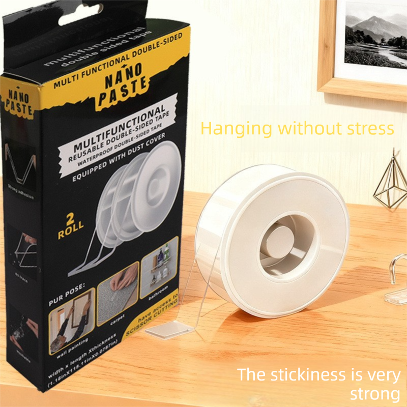 Multifunctional Reusable Nano Double-Sided Tape 2 Rolls with Dust Covers Heavy Duty Mounting Solution for Local Home and Office Organization - Image 2