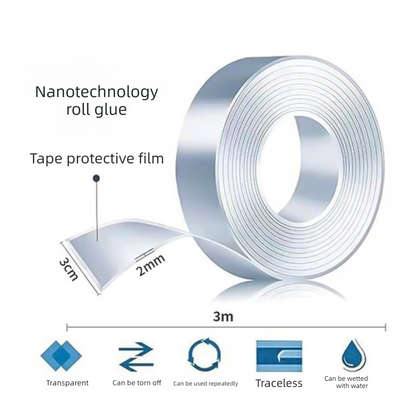 Multifunctional Reusable Nano Double-Sided Tape 2 Rolls with Dust Covers Heavy Duty Mounting Solution for Local Home and Office Organization - Image 4