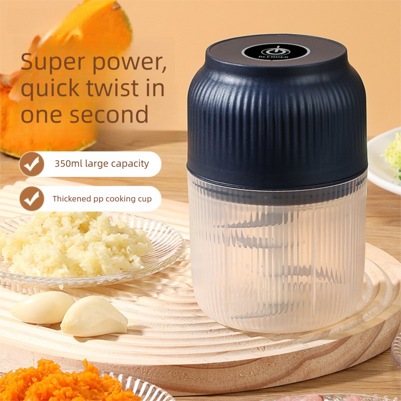 2-Leaf blade White Wireless Electric Garlic Chopper 300ml Portable Mini Food Processor USB Rechargeable for Baby Food and Dipping Sauce Essential Local Kitchen Tool - Image 3