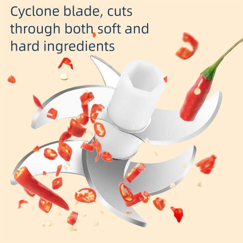 3-blade cutter head Blue Wireless Electric Garlic Chopper 300ml Portable Mini Food Processor USB Rechargeable for Baby Food and Dipping Sauce Essential Local Kitchen Tool - Image 2