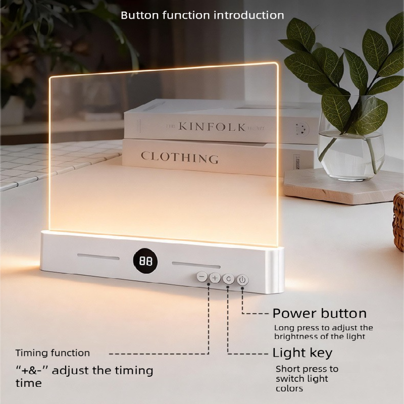 Pink LED Flat Panel Reading Light with 99m Timer 3 Color Modes Stepless Dimming Rechargeable Eye Protection Book Light for Bedside Dormitory Local Standard - Image 3