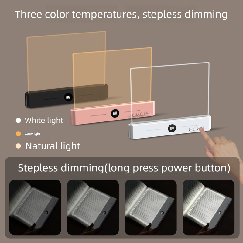 Black LED Flat Panel Reading Light with 99m Timer 3 Color Modes Stepless Dimming Rechargeable Eye Protection Book Light for Bedside Dormitory Local Standard - Image 5