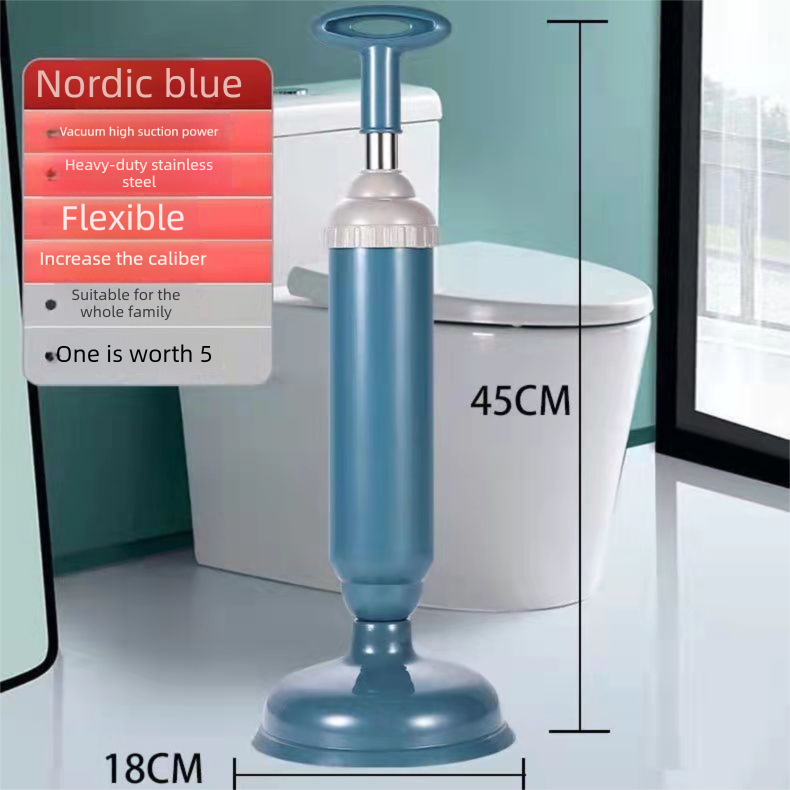 Blue High-Pressure Toilet Plunger with Vacuum Seal – Powerful Drain Unclogger for Toilets, Sinks & Drains (45cm) - Image 2
